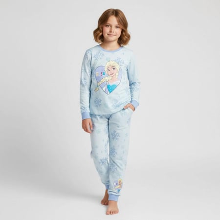 Pijamale copii - Pijama bumbac, 2 piese, maneca lunga Elsa Frozen
