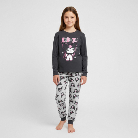 Pijama bumbac, 2 piese, maneca lunga Hello Kitty Kuromi [4]