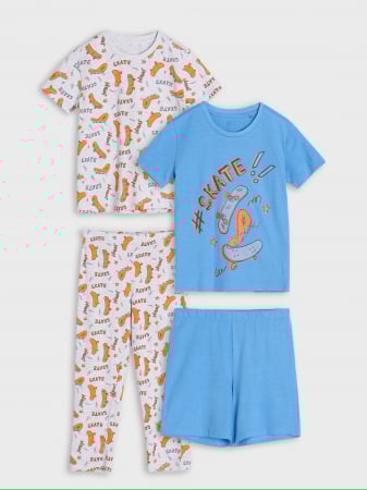 Pijamale copii - Set 2 pijamale bumbac 2 piese Skate