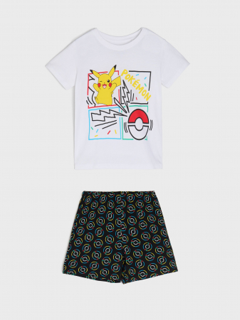 Pijamale copii - Pijama bumbac cu maneca scurta Pok├⌐mon