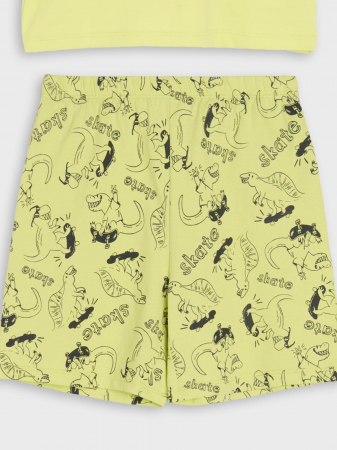 Pijama bumbac cu maneca scurta Dino Skate [2]