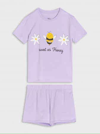 Pijamale copii - Pijama bumbac cu maneca scurta Albinuta Honey