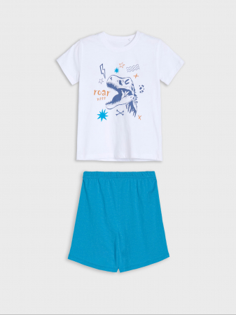 Pijamale copii - Pijama bumbac cu maneca scurta Dinozaur Roar