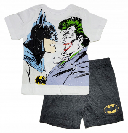 Pijamale copii - Pijama bumbac cu maneca scurta, Batman si Joker