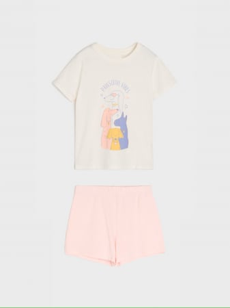 Pijamale copii - Pijama bumbac din 2 piese Pawsitive vibes