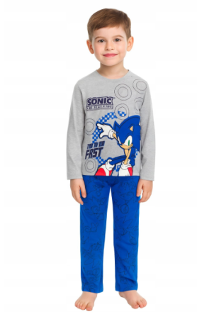 Pijamale copii - Pijama bumbac 2 piese, maneca lunga Sonic Hedgehog