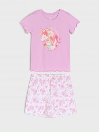 Pijamale copii - Pijama de vara 2 piese din bumbac cu maneca scurta Make a Wish