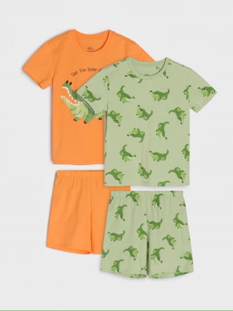 Pijamale copii - Set 2 Pijama de vara din bumbac cu maneca scurta Crocodili