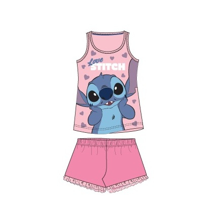 Pijamale copii - Pijama de vara cu maieu din bumbac in cutie cadou, Lilo & Stitch