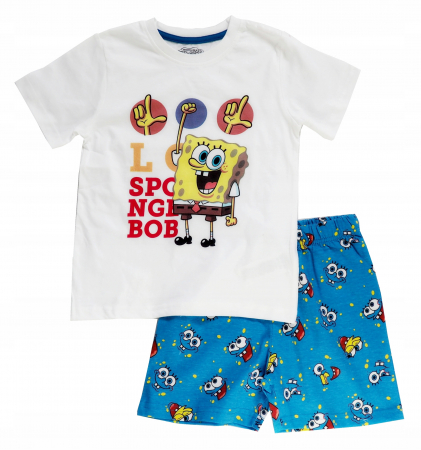 Imbracaminte si incaltaminte copii - Pijama de vara cu maneca scurta, bumbac, Sponge Bob