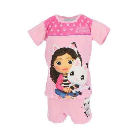 Imbracaminte si incaltaminte copii - Pijama de vara cu maneca scurta, bumbac, Gabby's Dollhouse si Pandy Paws