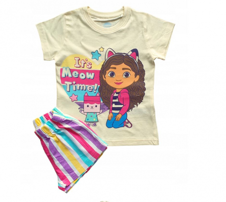 Pijamale copii - Pijama de vara cu maneca scurta, bumbac, Gabby's Dollhouse Meow Time