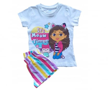 Imbracaminte si incaltaminte copii - Pijama de vara cu maneca scurta, bumbac, Gabby's Dollhouse Meow Time