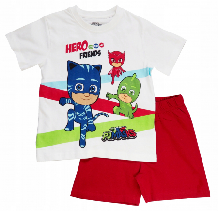Pijamale copii - Pijama de vara cu maneca scurta, bumbac, PJ Masks