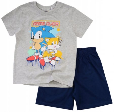 Pijamale copii - Pijama de vara cu maneca scurta, bumbac, Sonic Game Over