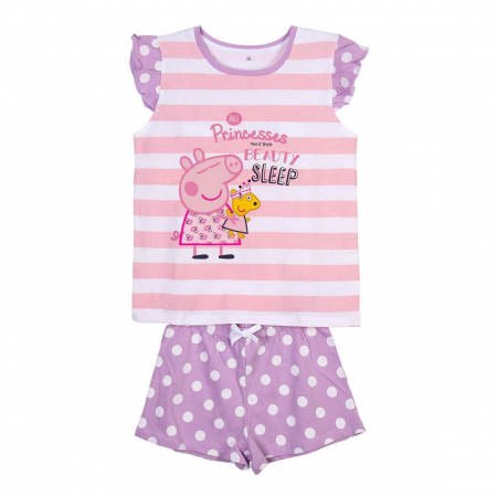 Imbracaminte si incaltaminte copii - Pijama de vara cu maneca scurta din bumbac, Peppa Pig Princesses