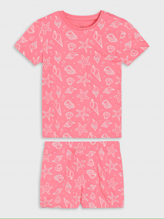 Pijamale copii - Pijama de vara 2 piese din bumbac model scoici