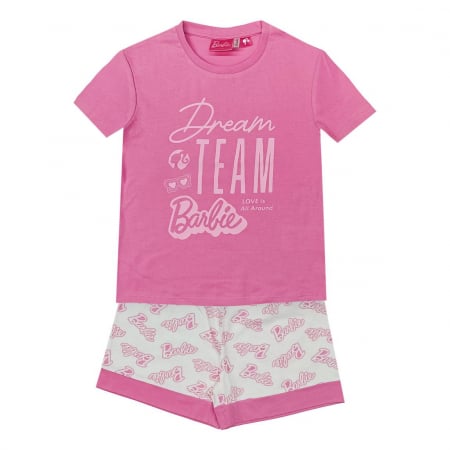 Imbracaminte si incaltaminte copii - Pijama de vara, maneca scurta, bumbac, Barbie