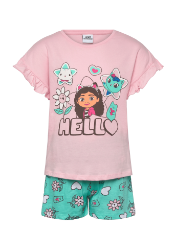 Imbracaminte si incaltaminte copii - Pijama de vara, maneca scurta, bumbac, Gabby's Dollhouse Hello