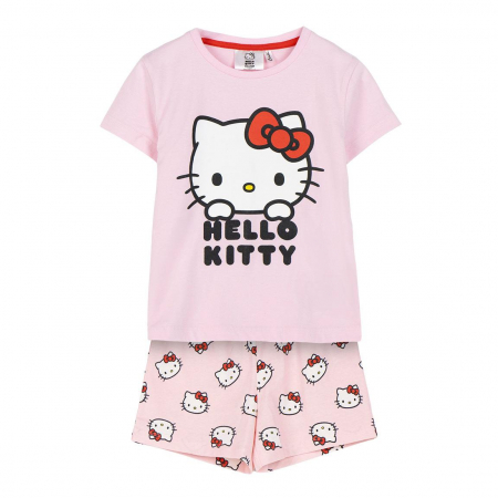 Imbracaminte si incaltaminte copii - Pijama de vara, maneca scurta, bumbac, Hello Kitty