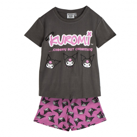Pijamale copii - Pijama de vara, maneca scurta, bumbac, Hello Kitty Kuromi