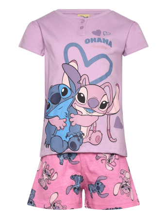 Pijamale copii - Pijama de vara, maneca scurta, bumbac in cutie cadou, Lilo & Stitch Ohana
