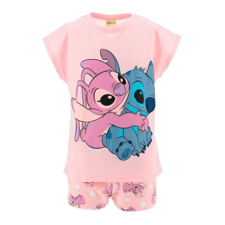 Pijamale copii - Pijama de vara, maneca scurta, bumbac Lilo & Stitch Hug