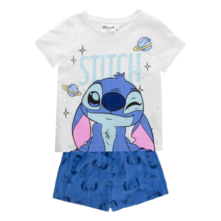 Pijamale copii - Pijama de vara, maneca scurta, bumbac, Lilo & Stitch Planets