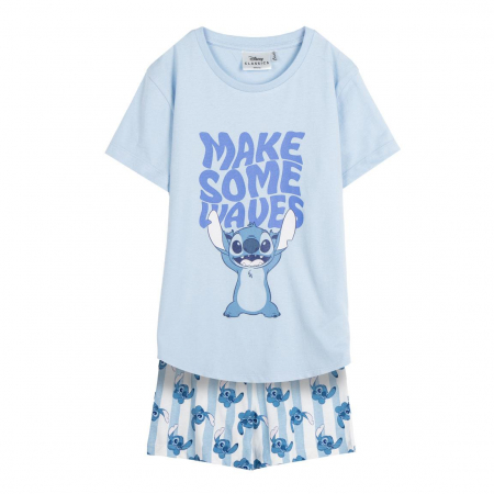 Pijamale copii - Pijama de vara, maneca scurta, bumbac, Lilo & Stitch Waves
