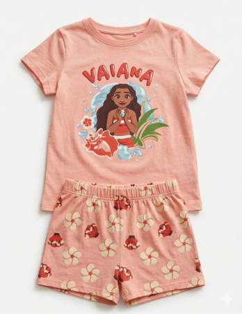 Pijamale copii - Pijama de vara, maneca scurta, bumbac Moana - Vaiana