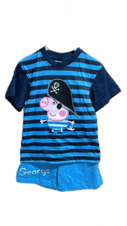 Imbracaminte si incaltaminte copii - Pijama de vara, maneca scurta, bumbac, Peppa Pig George