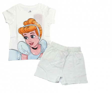 Pijamale copii - Pijama de vara pentru fete cu maneca scurta, bumbac, Printesele Disney