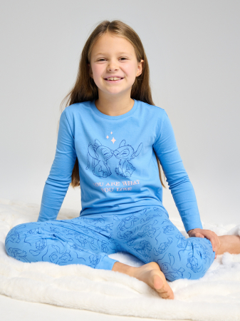 Imbracaminte si incaltaminte copii - Pijama din bumbac cu maneca lunga Stitch Love