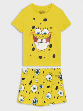 Imbracaminte si incaltaminte copii - Pijama din bumbac cu maneca scurta SpongeBob