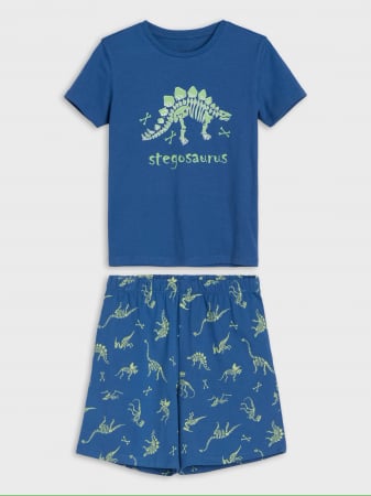 Pijamale copii - Pijama bumbac cu maneca scurta Dinozaur Stegosaurus