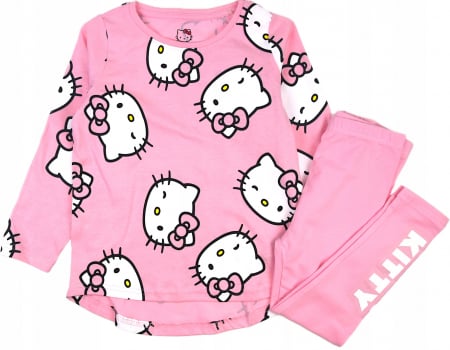 Pijamale copii - Pijama maneca lunga bumbac Hello Kitty