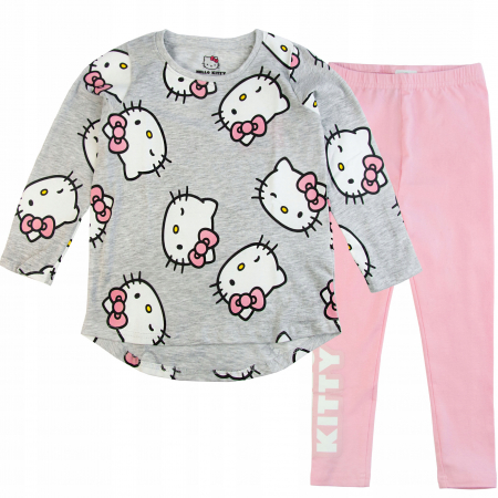 Pijamale copii - Pijama maneca lunga bumbac Hello Kitty