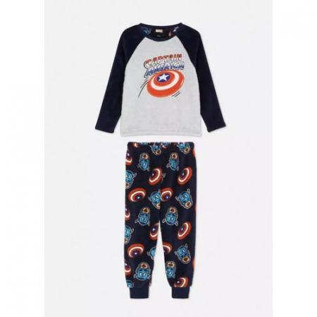 Pijamale copii - Pijama maneca lunga cocolino Captain America