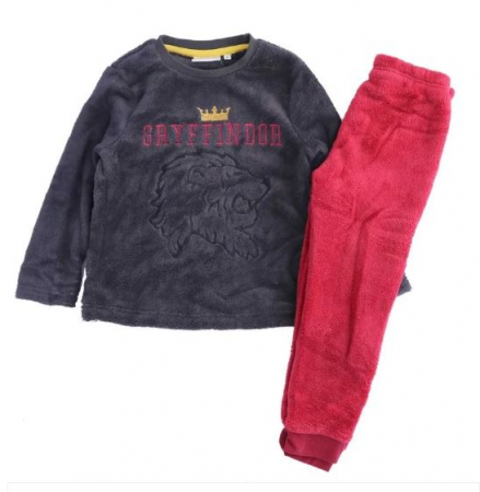 Pijamale copii - Pijama maneca lunga cocolino Harry Potter Gryfindor gri