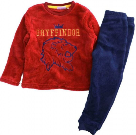 Pijamale copii - Pijama maneca lunga cocolino Harry Potter Gryffindor rosie