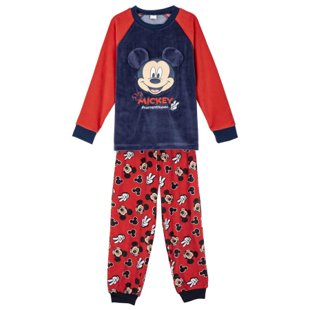 Pijamale copii - Pijama maneca lunga coral fleece, Mickey Mouse