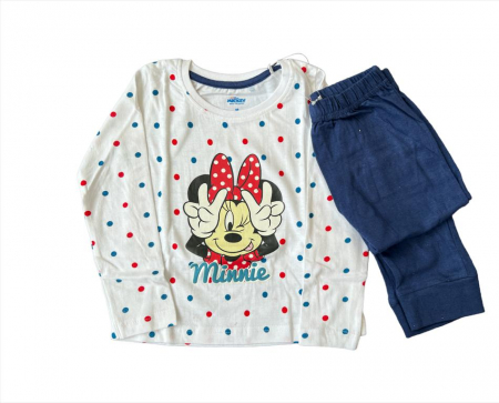 Pijamale copii - Pijama maneca lunga fete, bumbac, Minnie Mouse