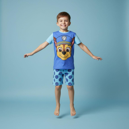 Pijamale copii - Pijama maneca scurta de vara din bumbac, Paw Patrol Chase