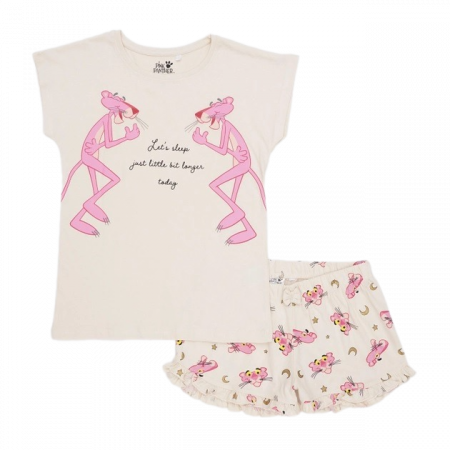 Imbracaminte si incaltaminte copii - Pijama maneca scurta Pantera Roz