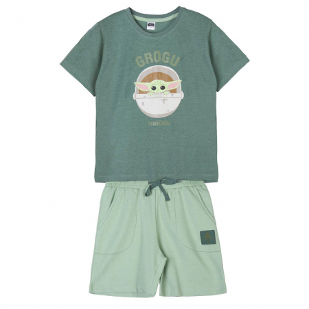 Pijamale copii - Pijama maneca scurta Star Wars The Mandalorian Grogu