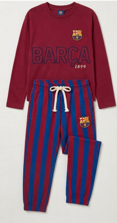 Pijamale barbati - Pijama cu mânecă lungă și design FC Barcelona