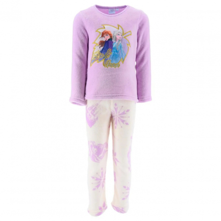 Pijamale copii - Pijama pufoasa maneca lunga Frozen Elsa&Anna