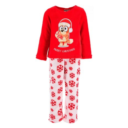 Pijamale copii - Pijama pufoasa cu maneca lunga Bluey Bingo Merry Christmas