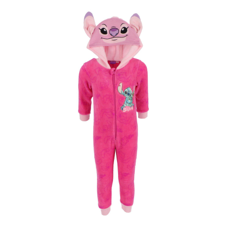 Pijamale copii - Pijama tip Overall coral-fleece Lilo & Stitch