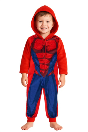 Pijamale copii - Pijama intreaga pufoasa tip Overall Spiderman
